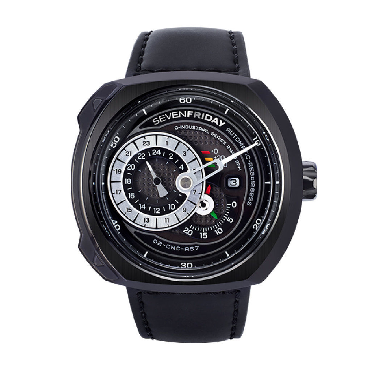 Sevenfriday Q-Series Q3/01 Black Leather Automatic Men's Watch Sevenfriday Q-Series Q3/01 Black Leather Automatic Men's Watch